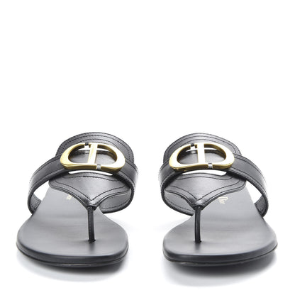 Christian Dior Calfskin 30 Montaigne Thong Sandals 36.5 Black 2 of 9
