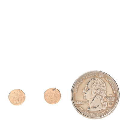Hermes 18K Rose Gold TPM Ex-Libris Stud Earrings 2 of 5