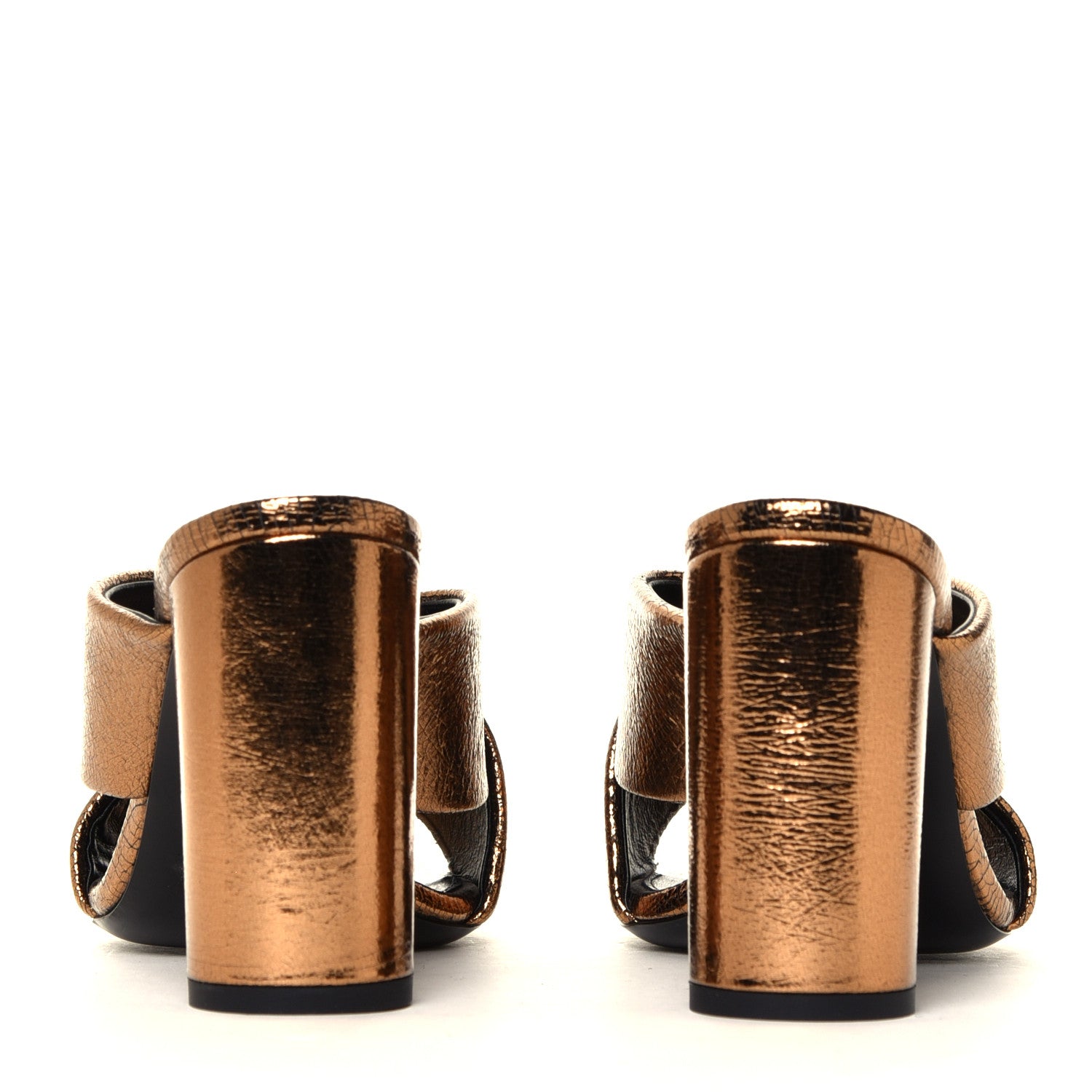 Saint Laurent Metallic Supercrack Calfskin LouLou 95 Mule Sandals 36 Chestnut 10 of 12