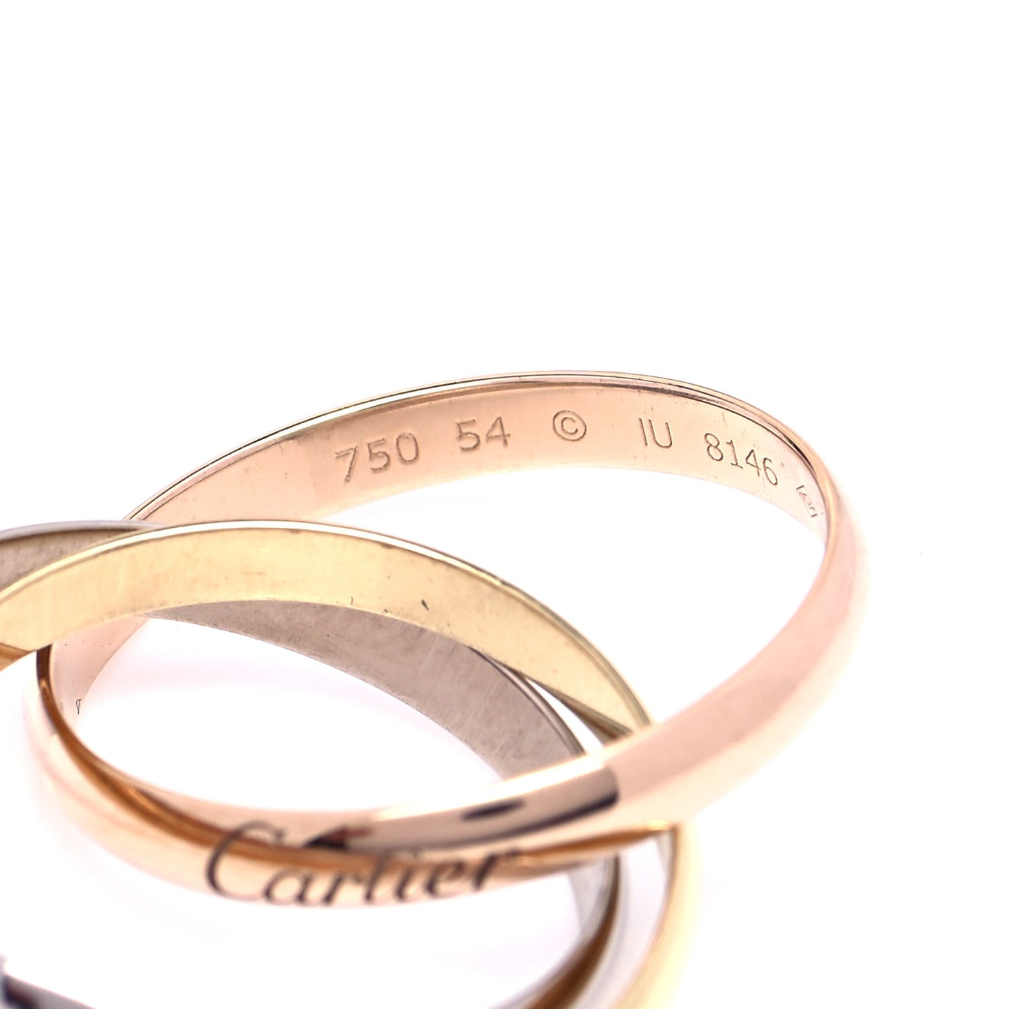18K Pink Yellow White Gold Small Trinity Ring 54 7