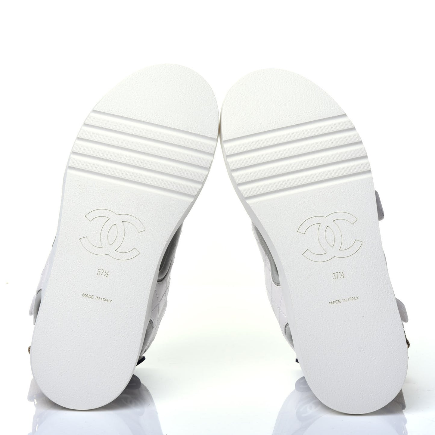 Goatskin Fabric Gladiator Sandals 37.5 White Light Grey Navy Blue