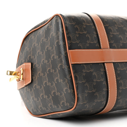 Celine Triomphe Canvas Calfskin Boston Bag Tan 9 of 10
