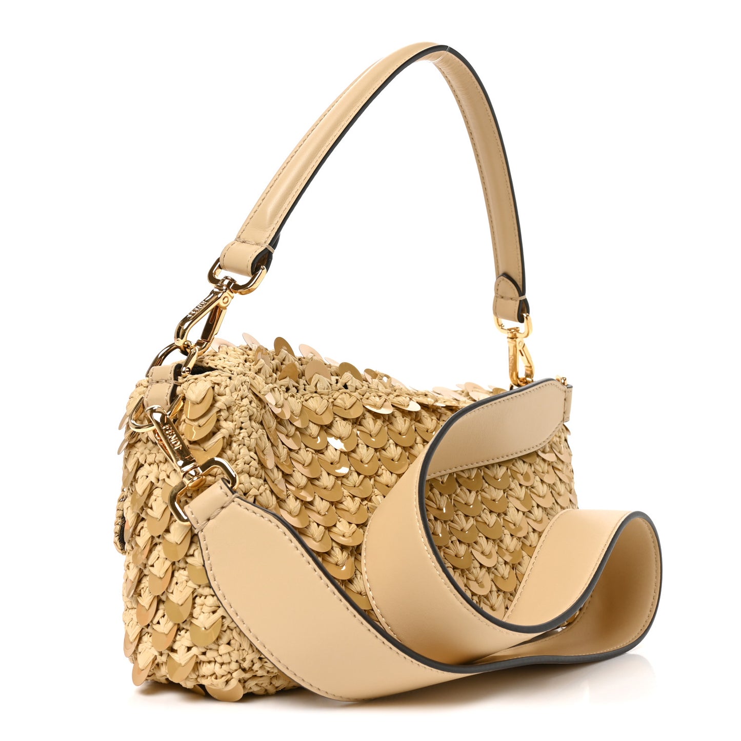 Sequin Macrame Baguette Beige Gold