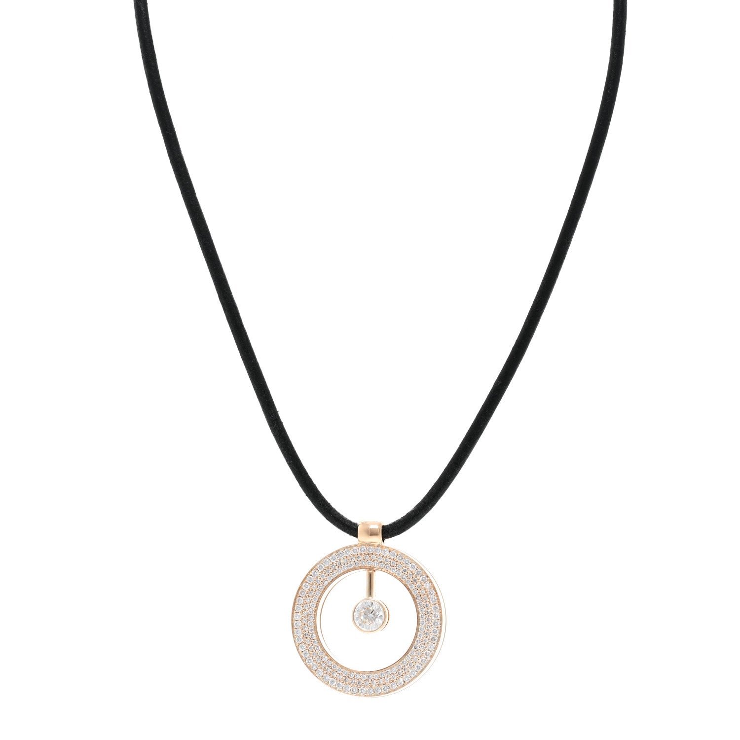Roberto Coin 18K Rose Gold Diamond Large Cento O Cord Necklace 1 of 5