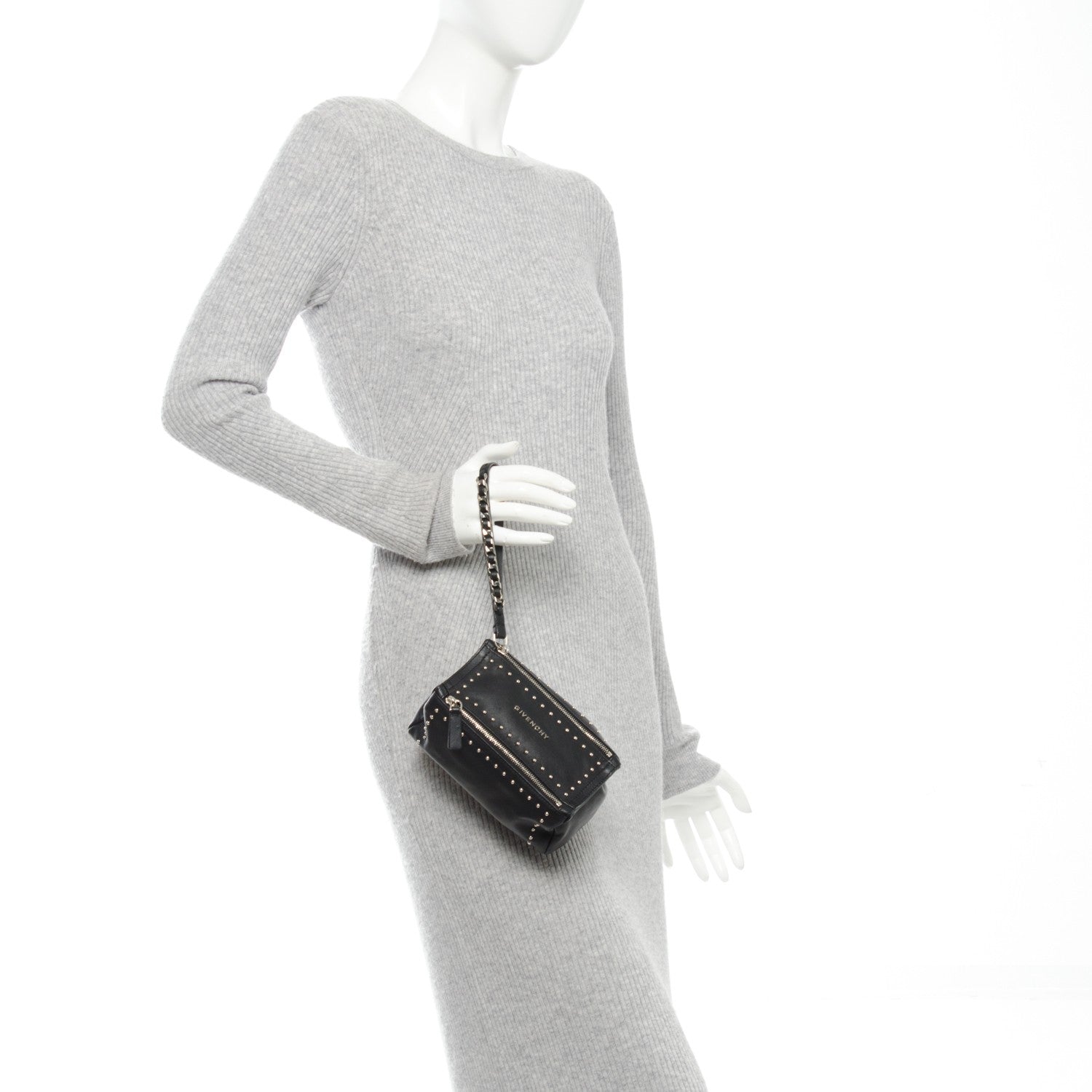 Givenchy Calfskin Studded Pandora Wristlet Black 2 of 7