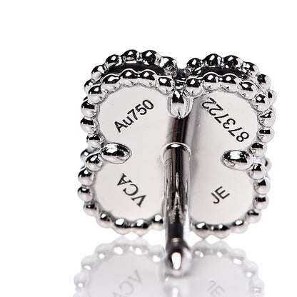 Van Cleef & Arpels 18K White Gold Mother of Pearl Sweet Alhambra Earrings 3 of 7