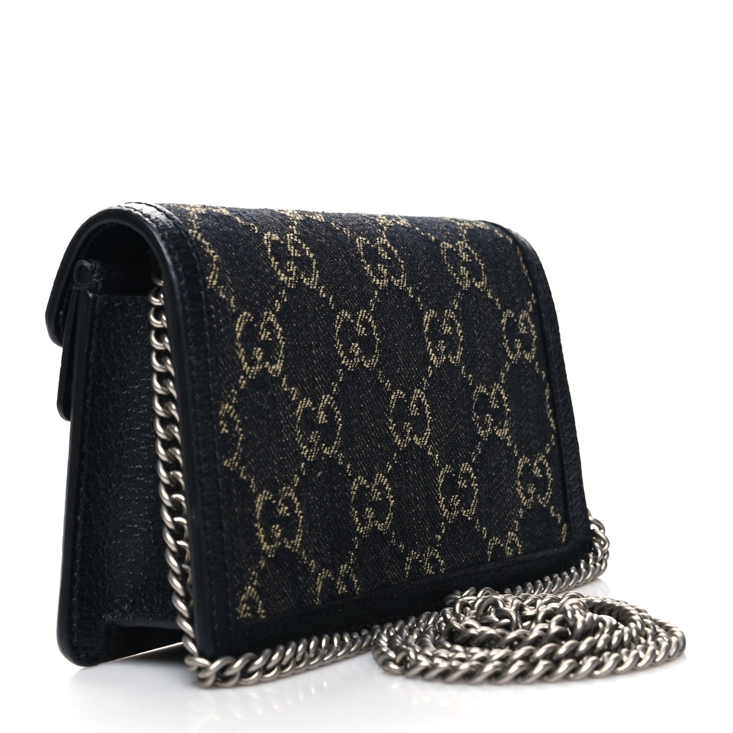 Jacquard Black Denim GG Monogram Super Mini Dionysus Shoulder Bag Black Ivory