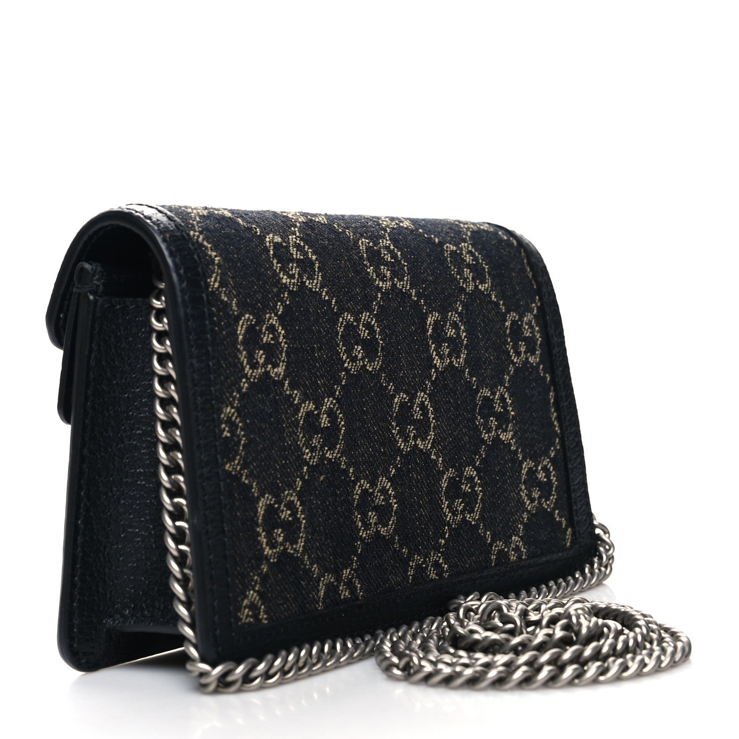 Gucci Jacquard Black Denim GG Monogram Super Mini Dionysus Shoulder Bag Black Ivory 3 of 10