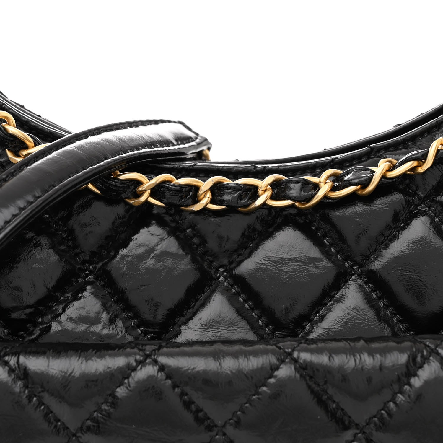 Chanel Shiny Crumpled Calfskin Quilted Wavy CC Hobo Black 8 of 10