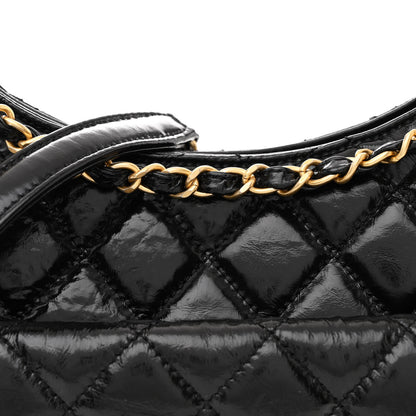 Chanel Shiny Crumpled Calfskin Quilted Wavy CC Hobo Black 8 of 10