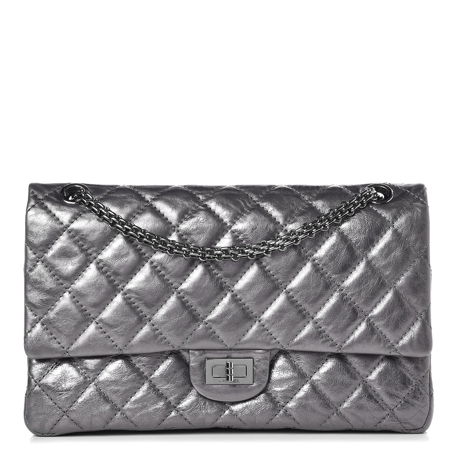 Chanel Metallic Aged Calfskin Quilted 2.55 Reissue 226 Flap Dark Silver 1 of 10