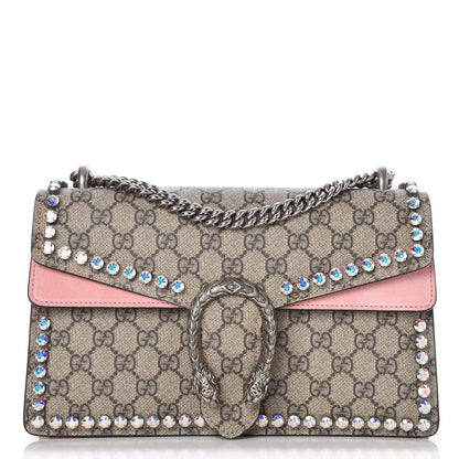 Gucci GG Supreme Monogram Suede Crystal Small Dionysus Shoulder Bag Beige Ebony Light Peonia 1 of 8