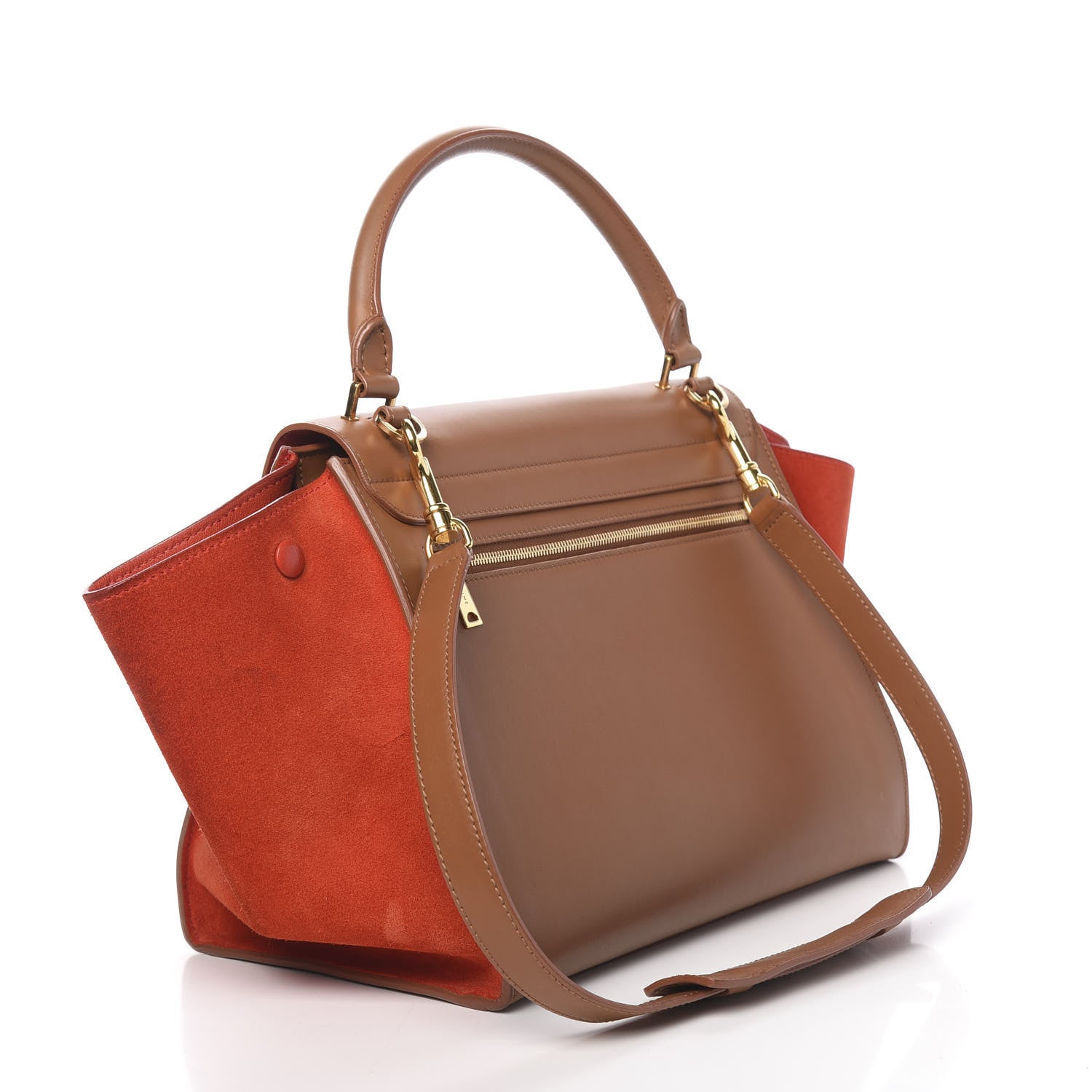 Celine Natural Calfskin Suede Medium Bi-Color Trapeze Beige 3 of 9