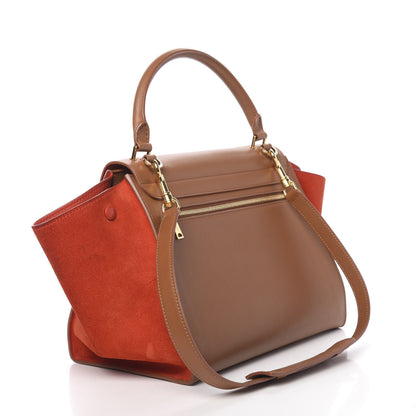Celine Natural Calfskin Suede Medium Bi-Color Trapeze Beige 3 of 9