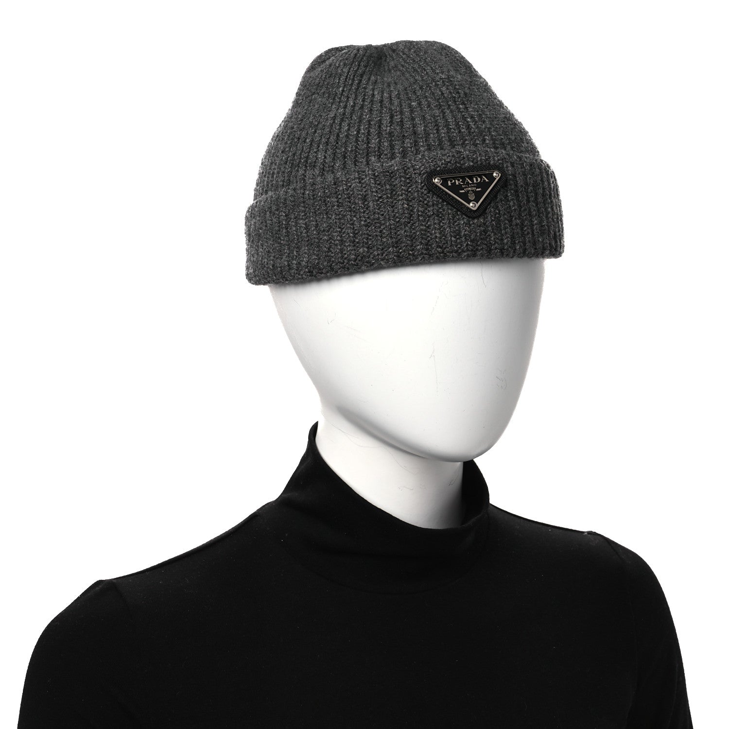 Prada Wool Cashmere Beanie Hat Grey 1849345 – FASHIONPHILE