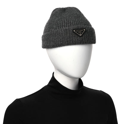 Prada Wool Cashmere Beanie Hat Grey 2 of 6