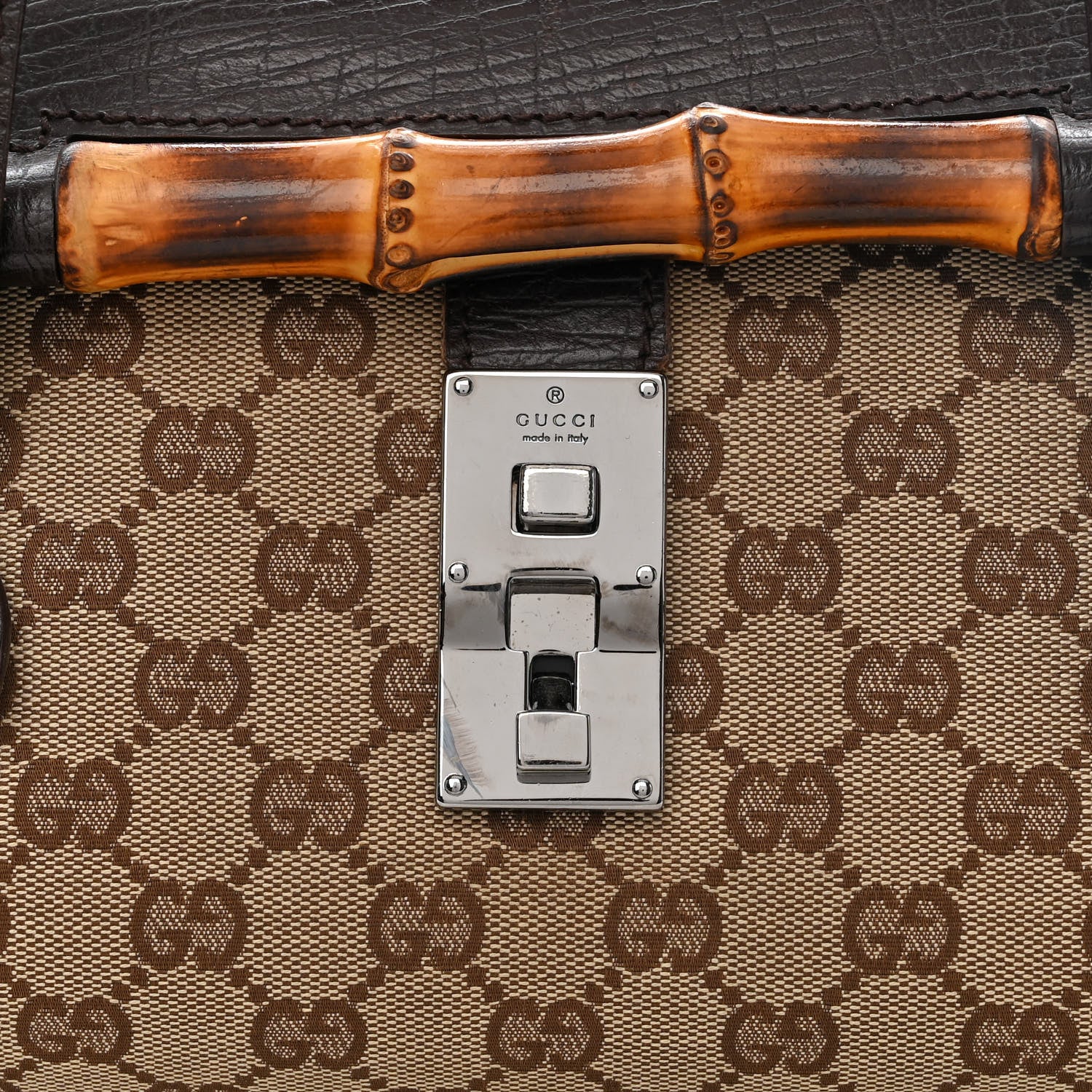 Gucci Monogram Bamboo Bullet Bag Dark Brown 8 of 12