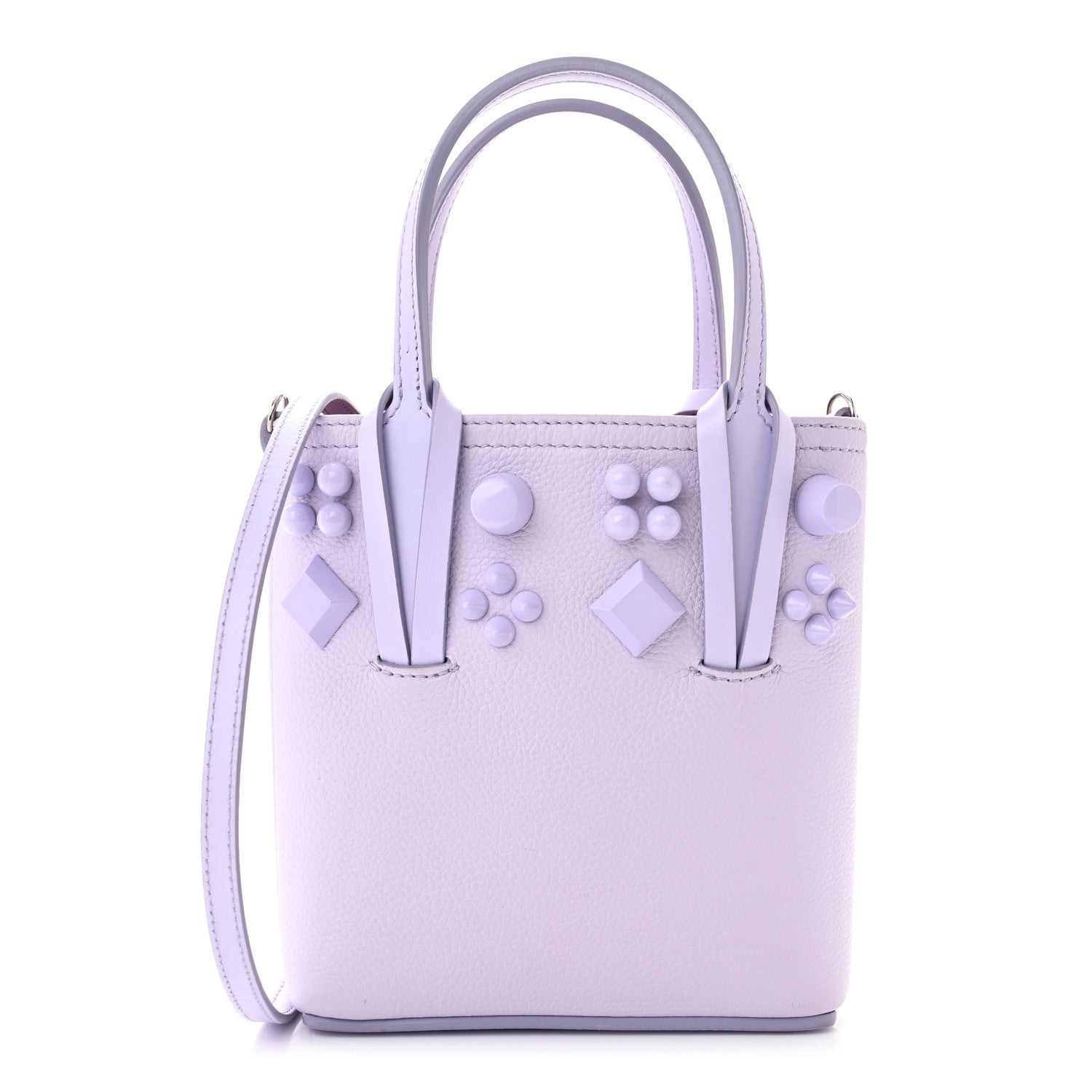 Christian Louboutin Calfskin Empire Spike Studded Mini North South Cabata Tote Lilac Smoke 1 of 11