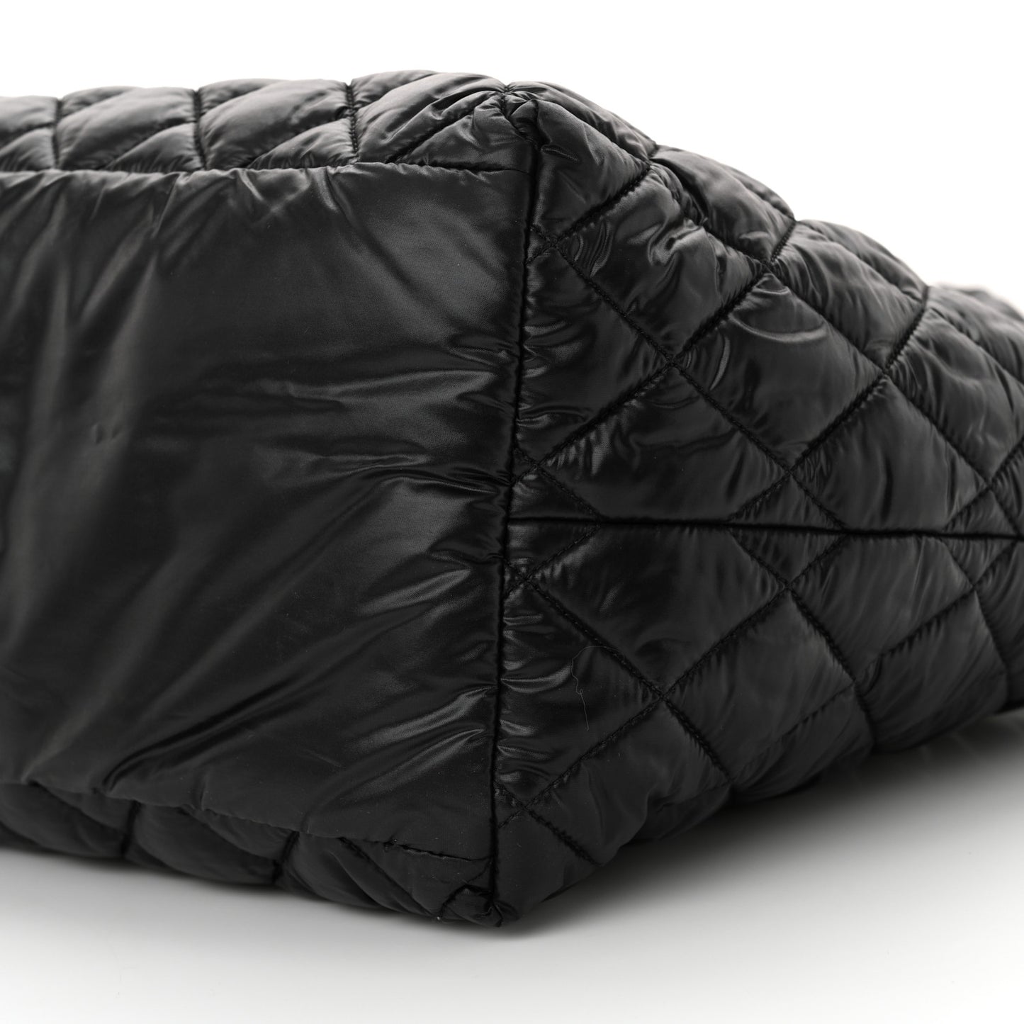Nylon Quilted Small Coco Cocoon Tote Black