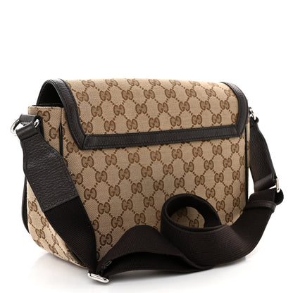 Gucci Monogram Flap Messenger Bag Beige Dark Brown 3 of 10