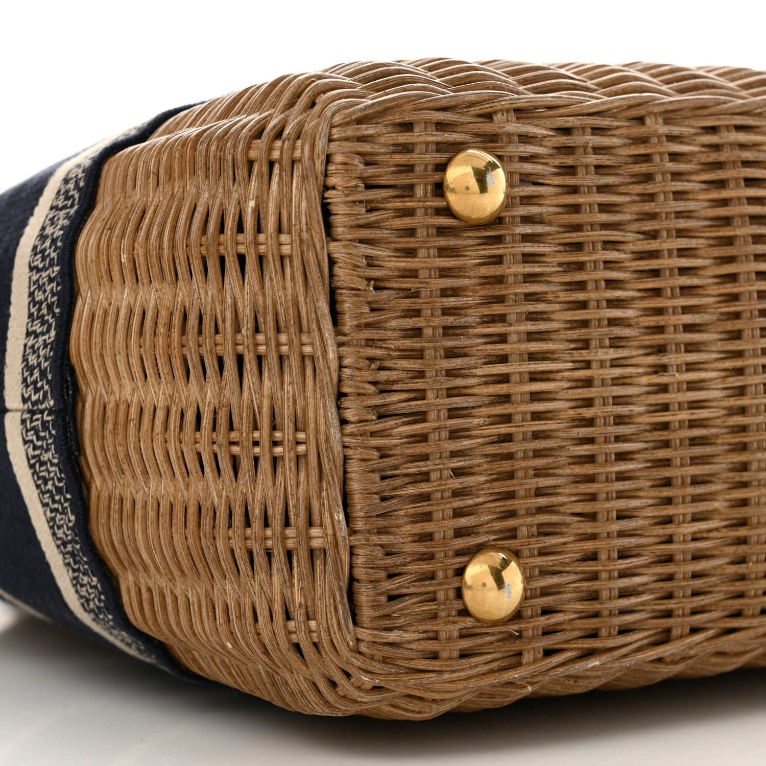 Christian Dior Wicker Oblique Basket Bag Blue 9 of 11