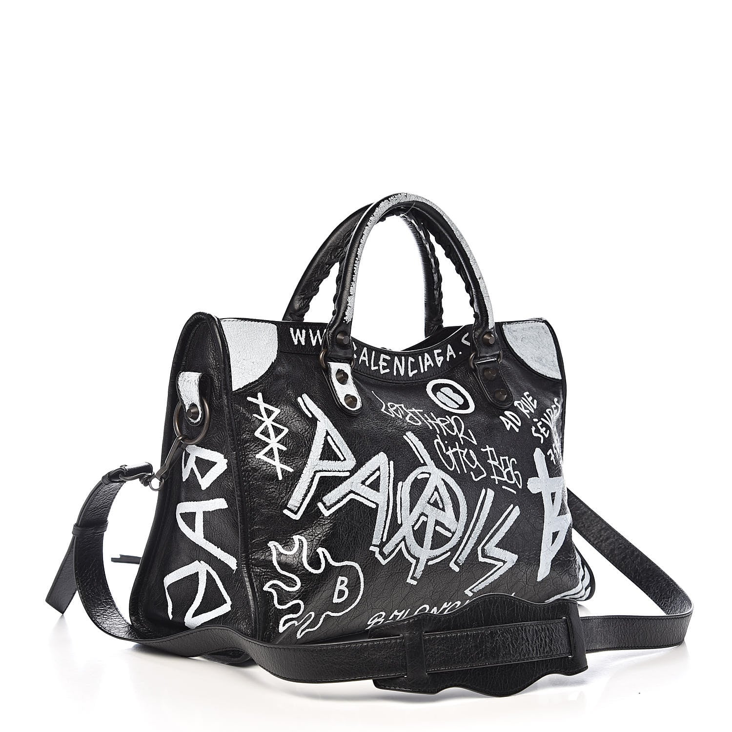 Balenciaga Agneau Arena Graffiti All Over Classic Hardware City Black White 3 of 10