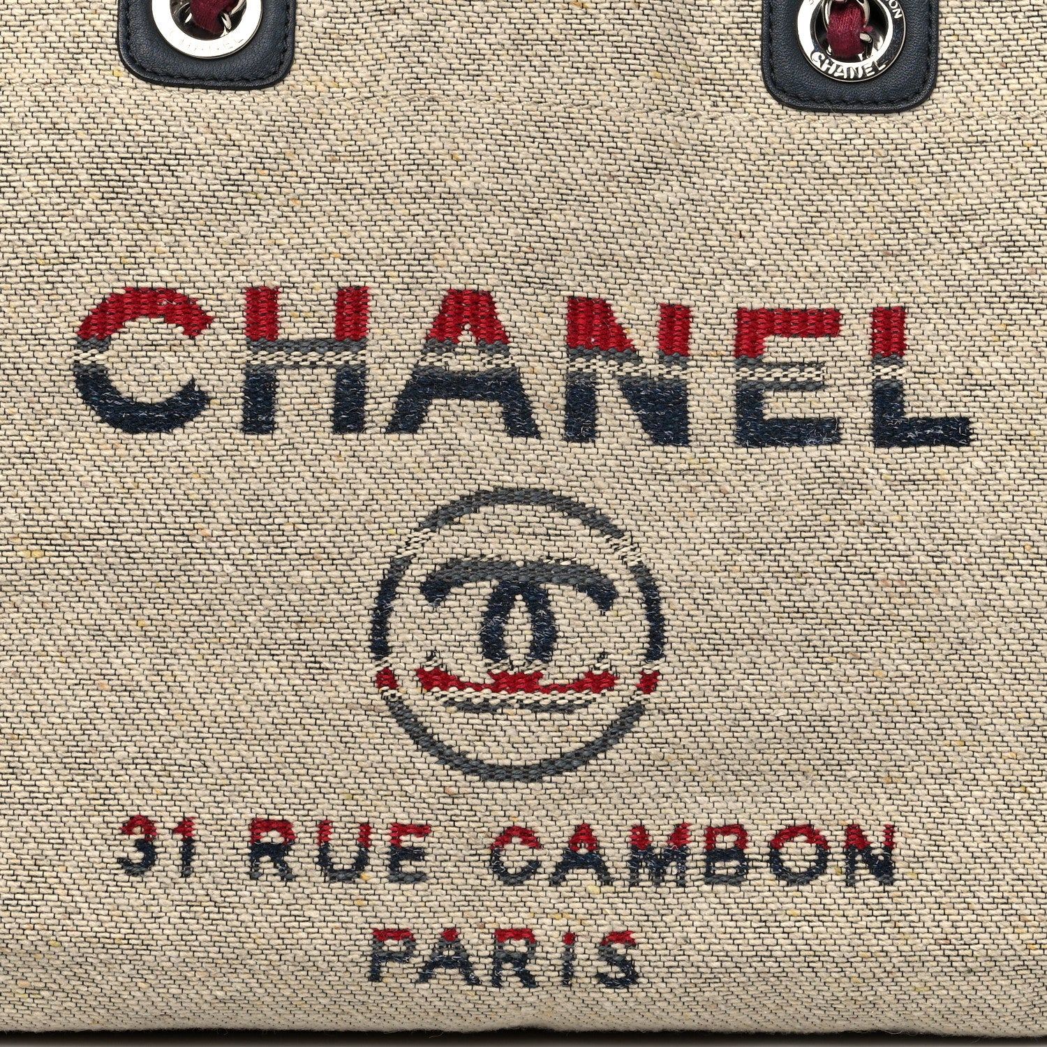 Chanel Striped Canvas Small Deauville Tote Beige 7 of 9