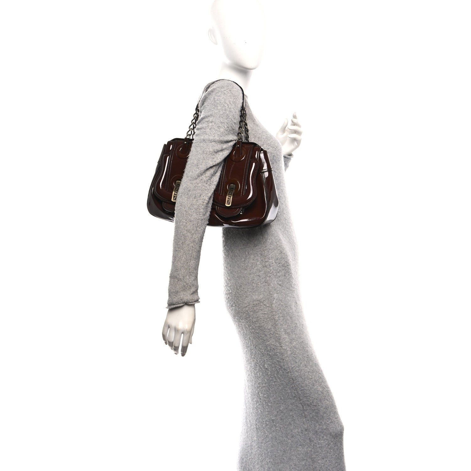 Fendi Patent B Bag Osso Marrone 2 of 9