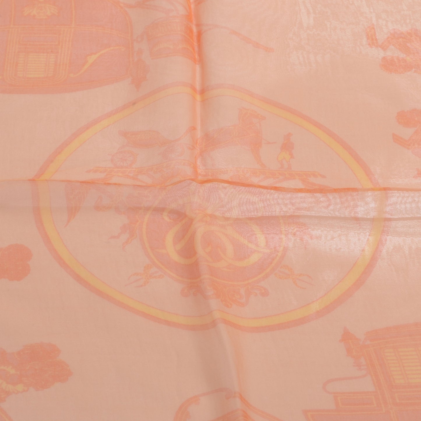 Silk Mousseline Ex Libris Pocket Square Orange