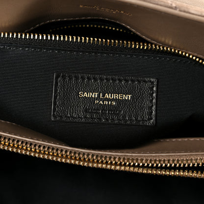 Saint Laurent Suede Y Quilted Monogram Medium Loulou Chain Satchel Taupe 8 of 12