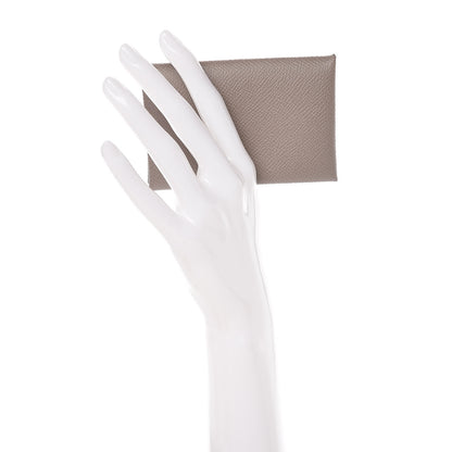 Hermes Epsom Calvi Card Case Etoupe 2 of 8