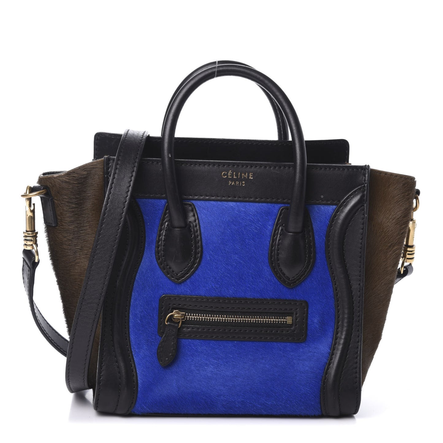 Pony Hair Nano Tri-Color Luggage Royal Blue