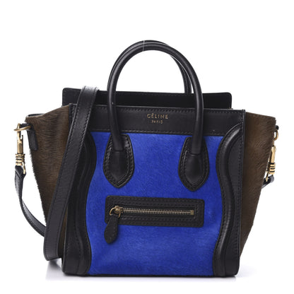 Celine Pony Hair Nano Tri-Color Luggage Royal Blue 1 of 10