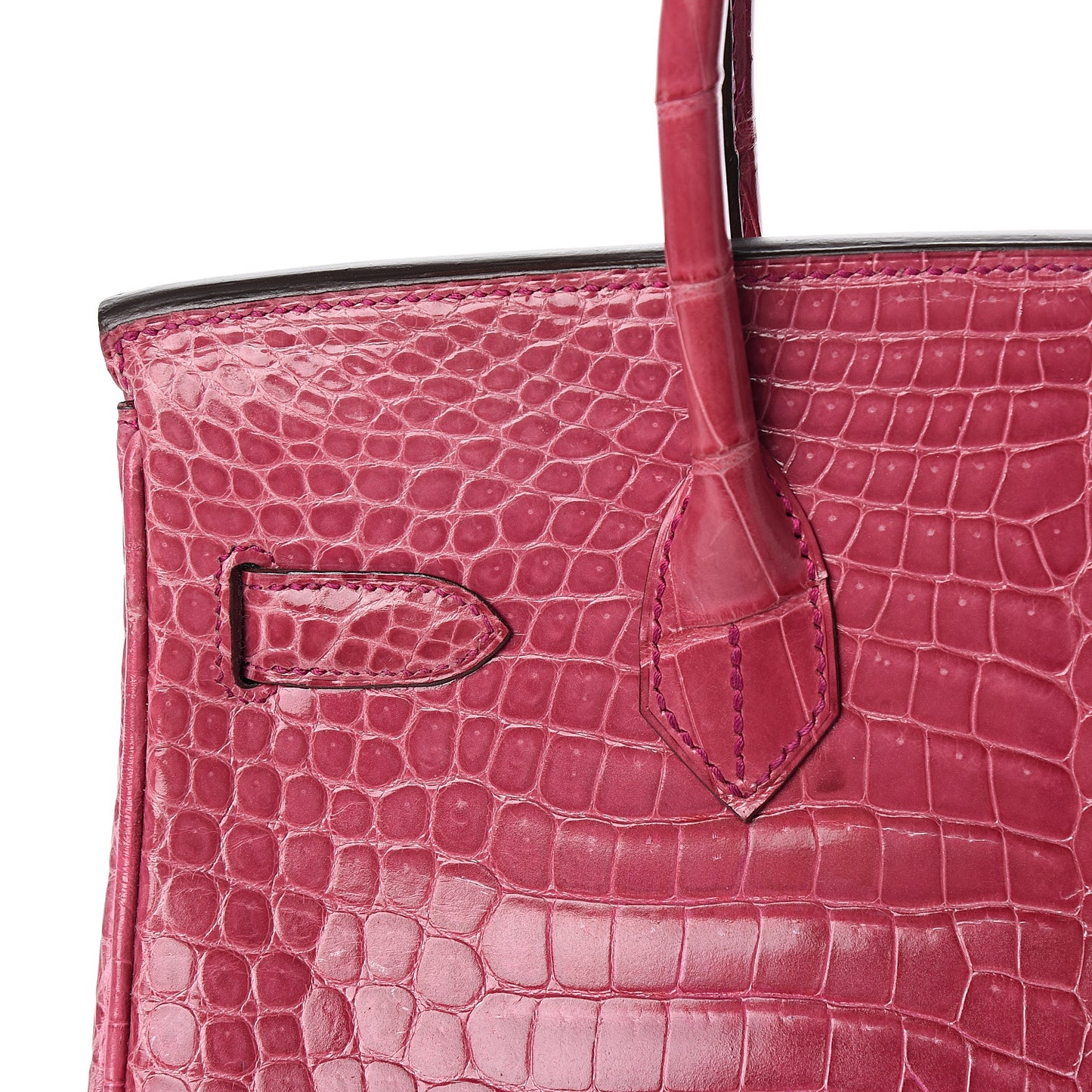 Shiny Porosus Crocodile Birkin 30 Rose Tyrien