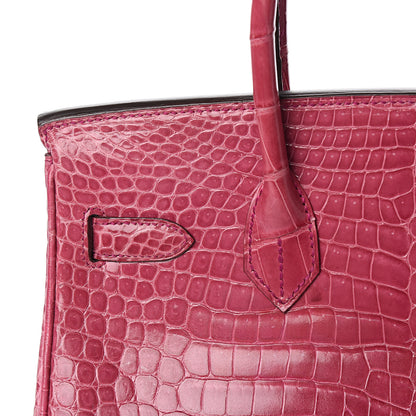 Hermes Shiny Porosus Crocodile Birkin 30 Rose Tyrien 30 of 36