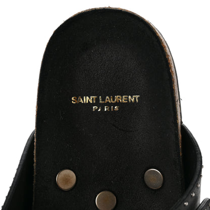 Saint Laurent Calfskin Studded Jimmy Cross Slides 39.5 Black 7 of 8