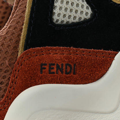 Fendi Suede Mesh FF Womens FFluid Low Top Sneakers 36.5 Black Brandy Tobacco 7 of 11