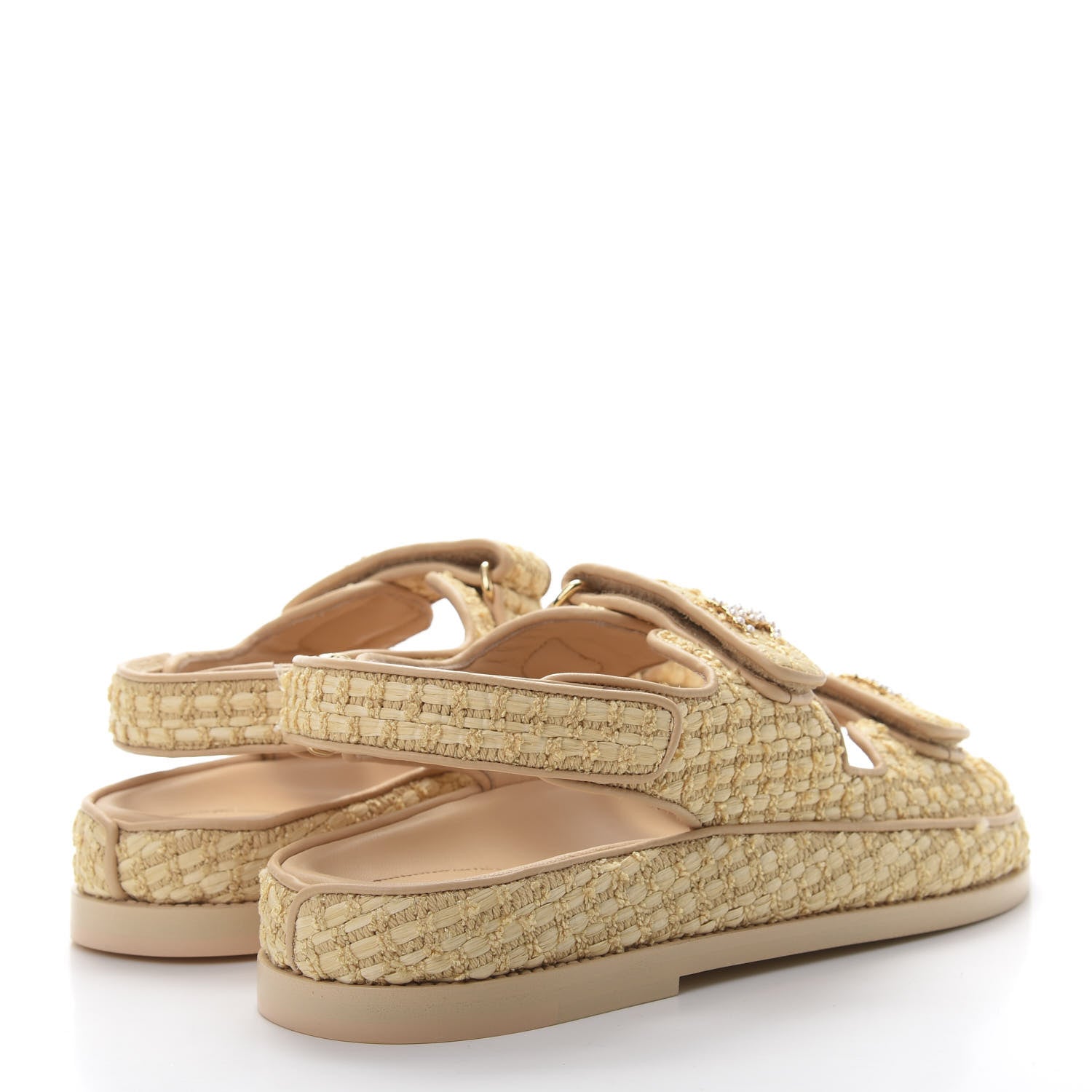 Chanel Braided Fabric Velcro Dad Sandals 39.5 Beige 4 of 8