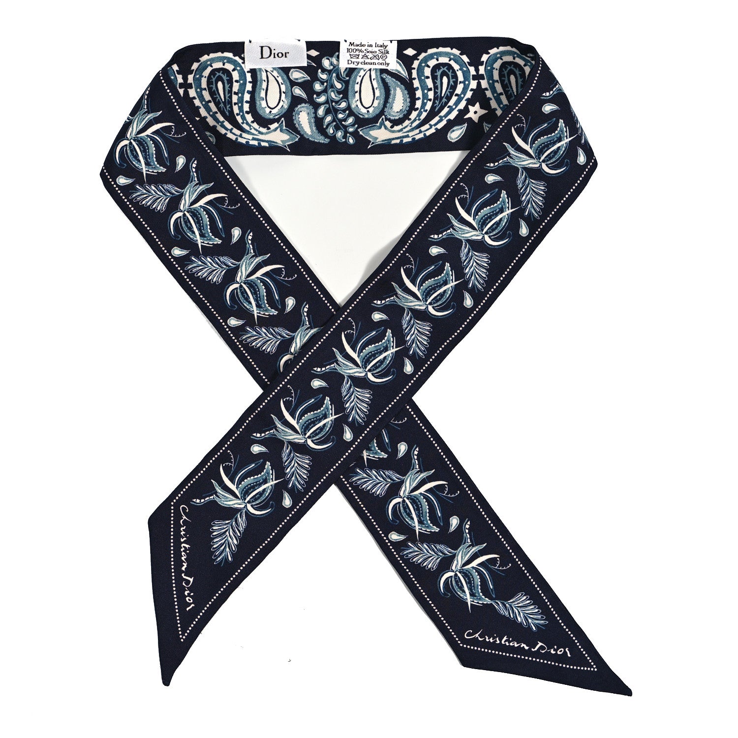 Christian Dior Silk Mitzah Scarf Blue White 1 of 3