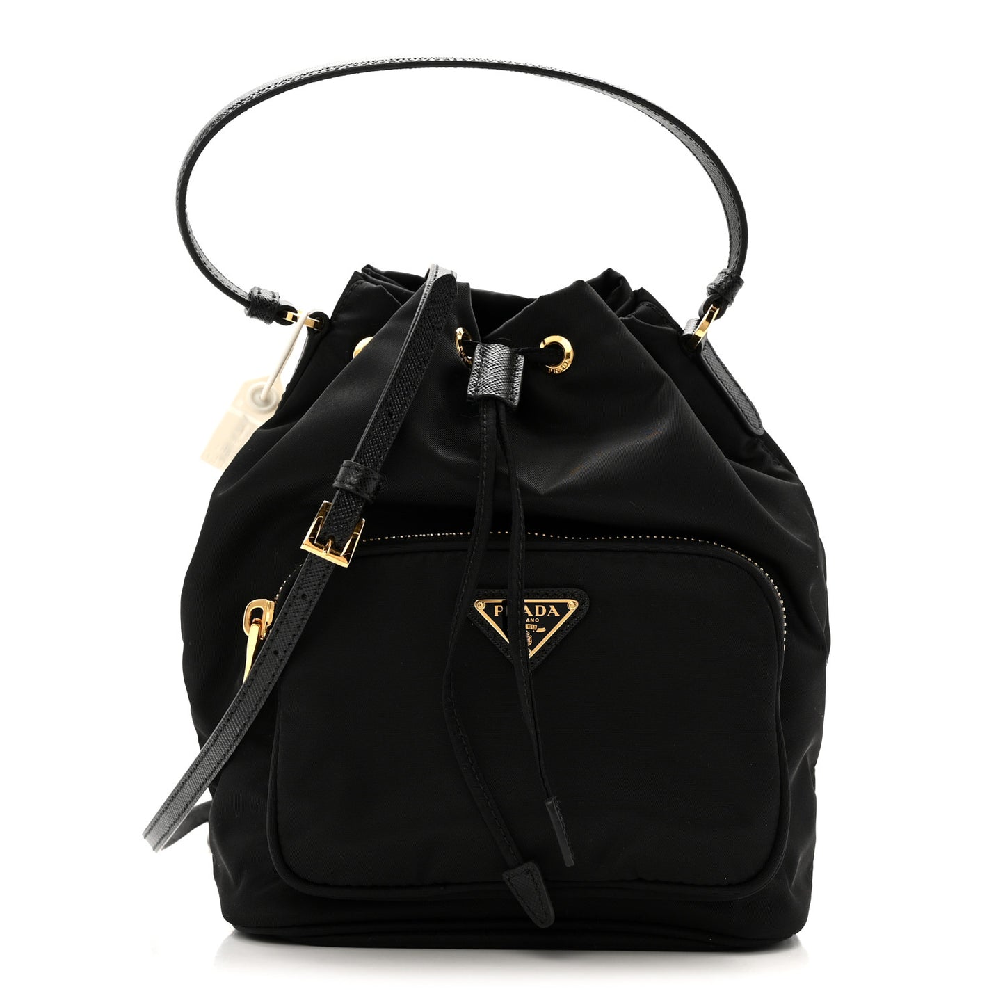 Re-Nylon Duet Drawstring Shoulder Bag Black