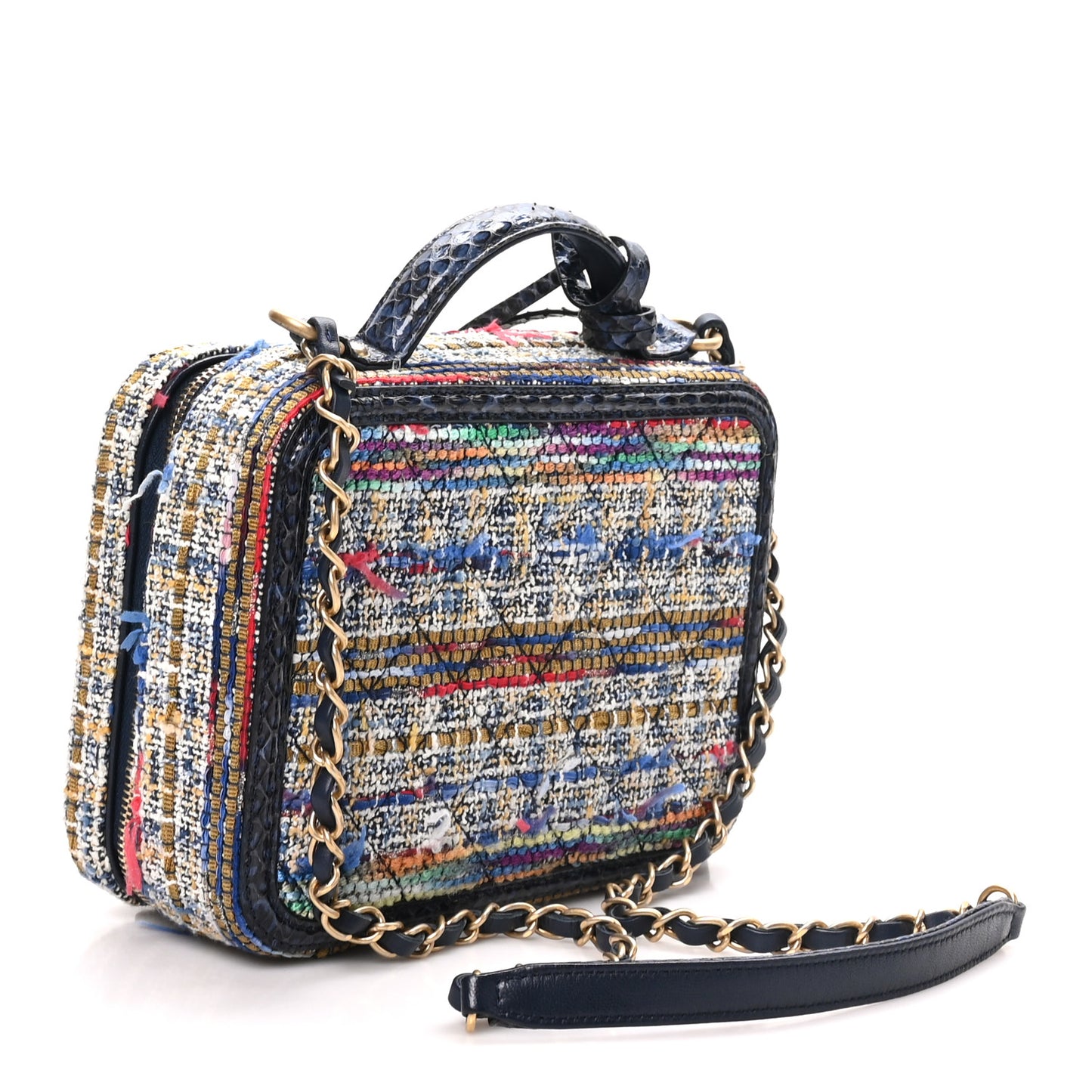 Tweed Snakeskin Quilted Medium CC Filigree Vanity Case Multicolor
