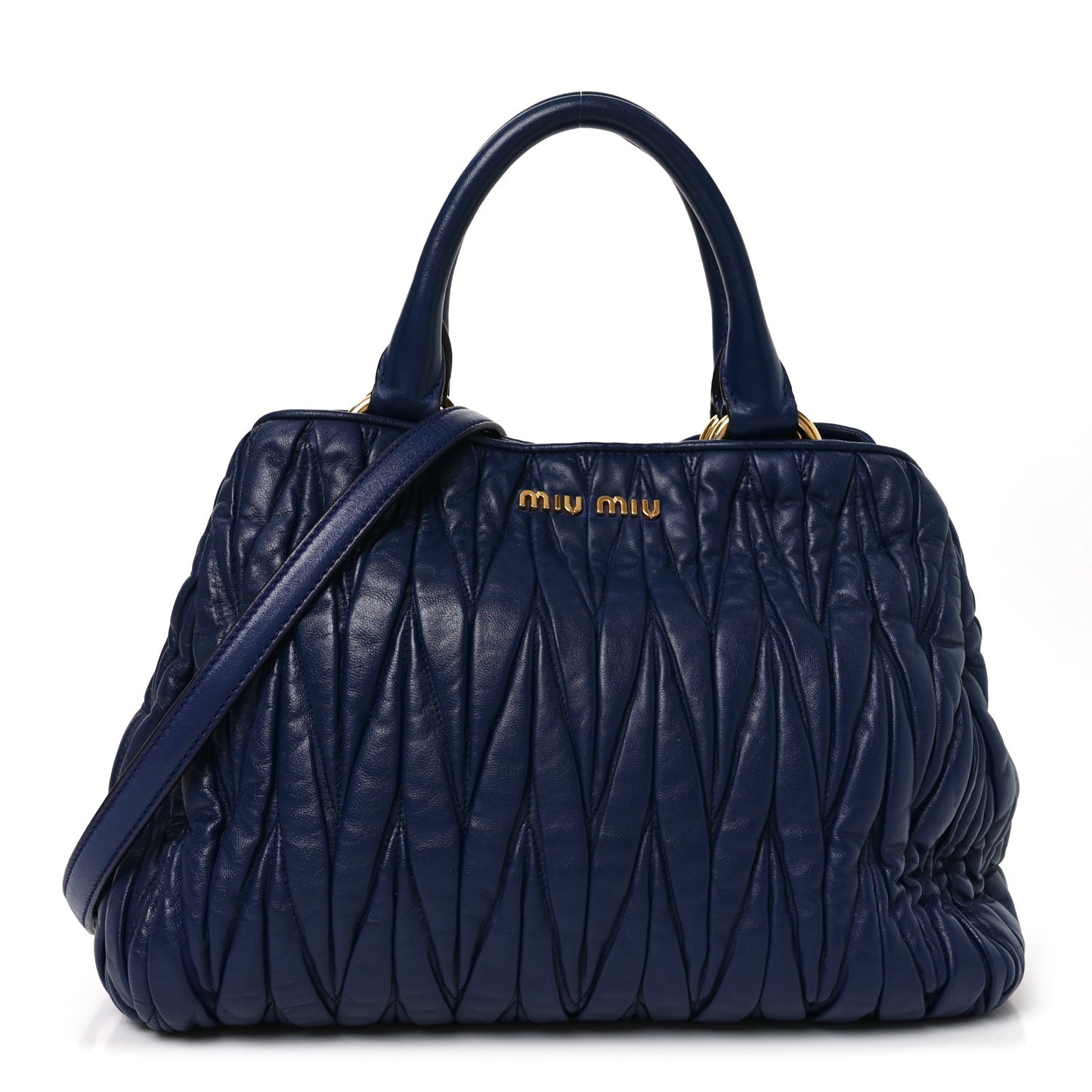 Nappa Matelasse Bauletto Top Handle Bowler Blue