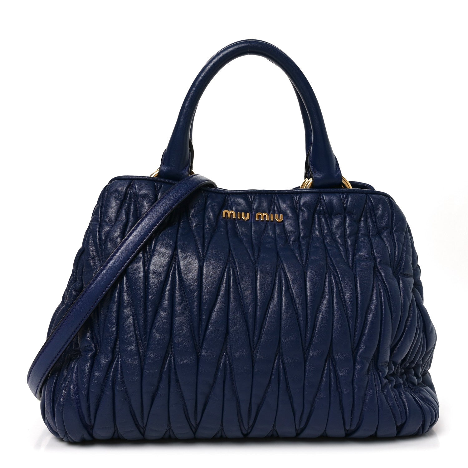 Miu Miu Nappa Matelasse Bauletto Top Handle Bowler Blue 1 of 9