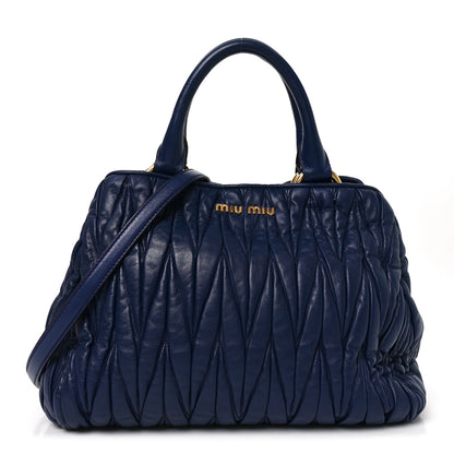 Miu Miu Nappa Matelasse Bauletto Top Handle Bowler Blue 1 of 9
