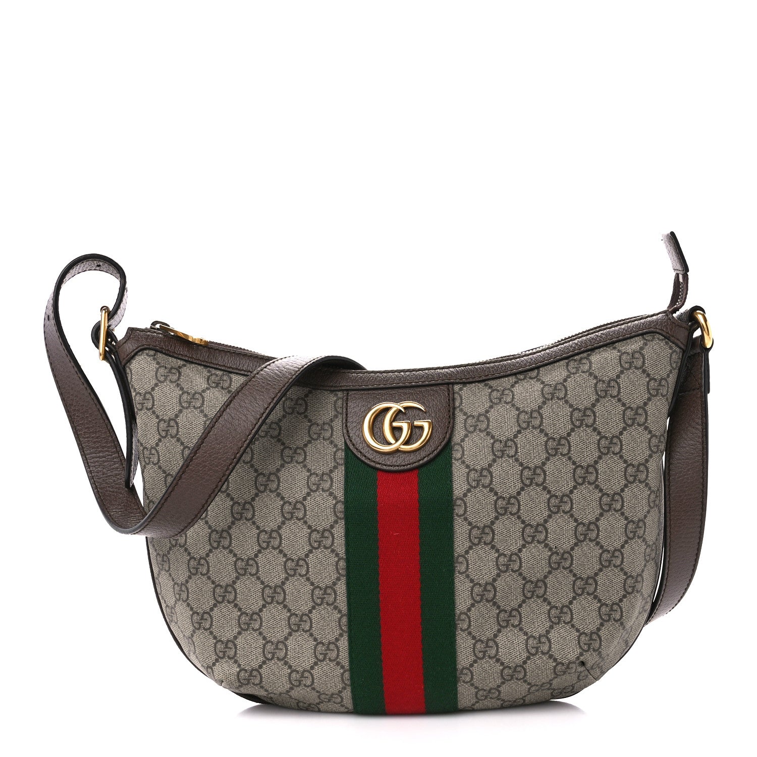 Gucci GG Supreme Monogram Web Small Ophidia Half Moon Hobo Brown 1 of 11