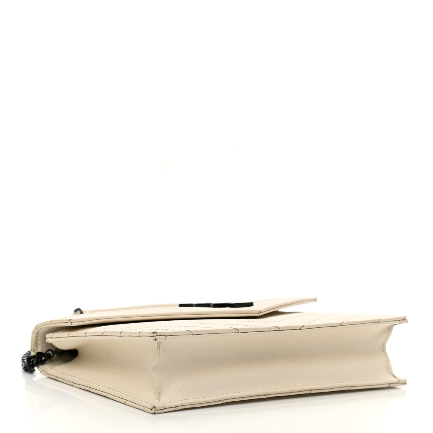 Grain De Poudre Matelasse Chevron Monogram Envelope Chain Wallet Dove White