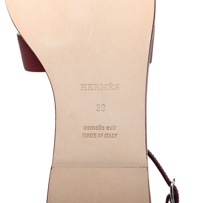 Hermes Epsom Santorini Sandals 39 Rouge Tomette 8 of 10