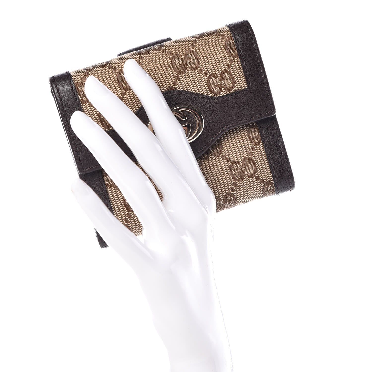 Gucci Monogram Margaux Calfskin Sukey French Flap Wallet Beige Ebony Cocoa 2 of 7