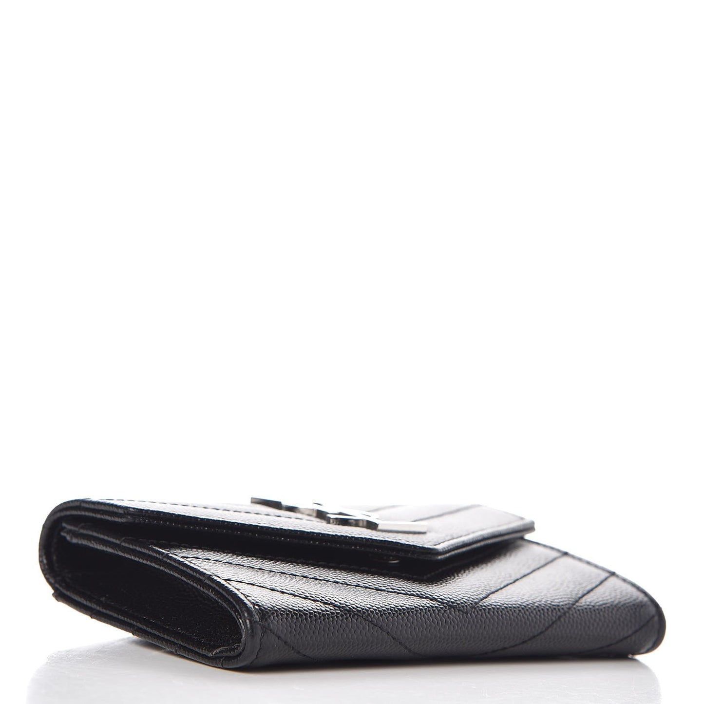Grain De Poudre Matelasse Chevron Small Monogram Envelope Wallet Black
