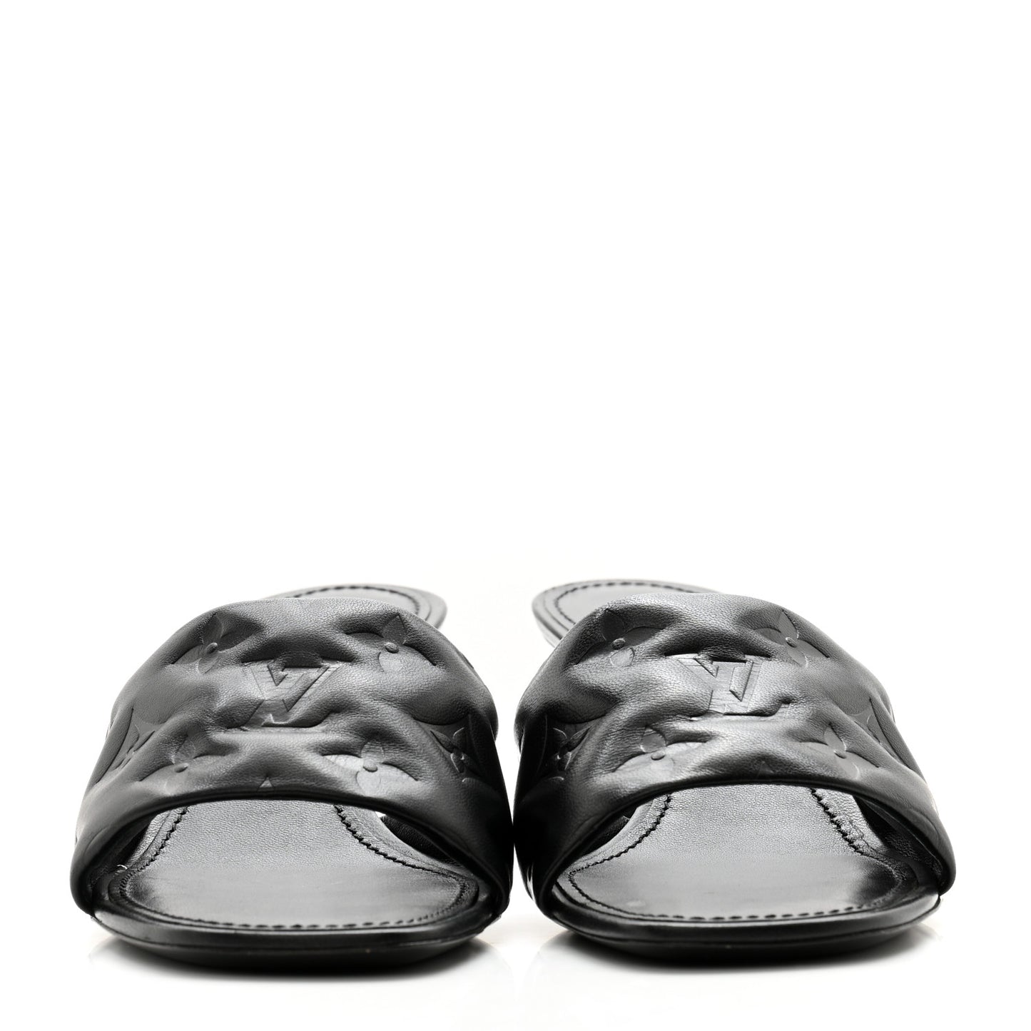 Lambskin Embossed Monogram Revival Mid Heel Mules 39 Black